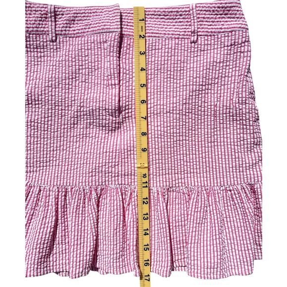 Sam TY Seersucker Ruffle Hem Pink White Stripped Skirt - Size 8 - Picture 7 of 9
